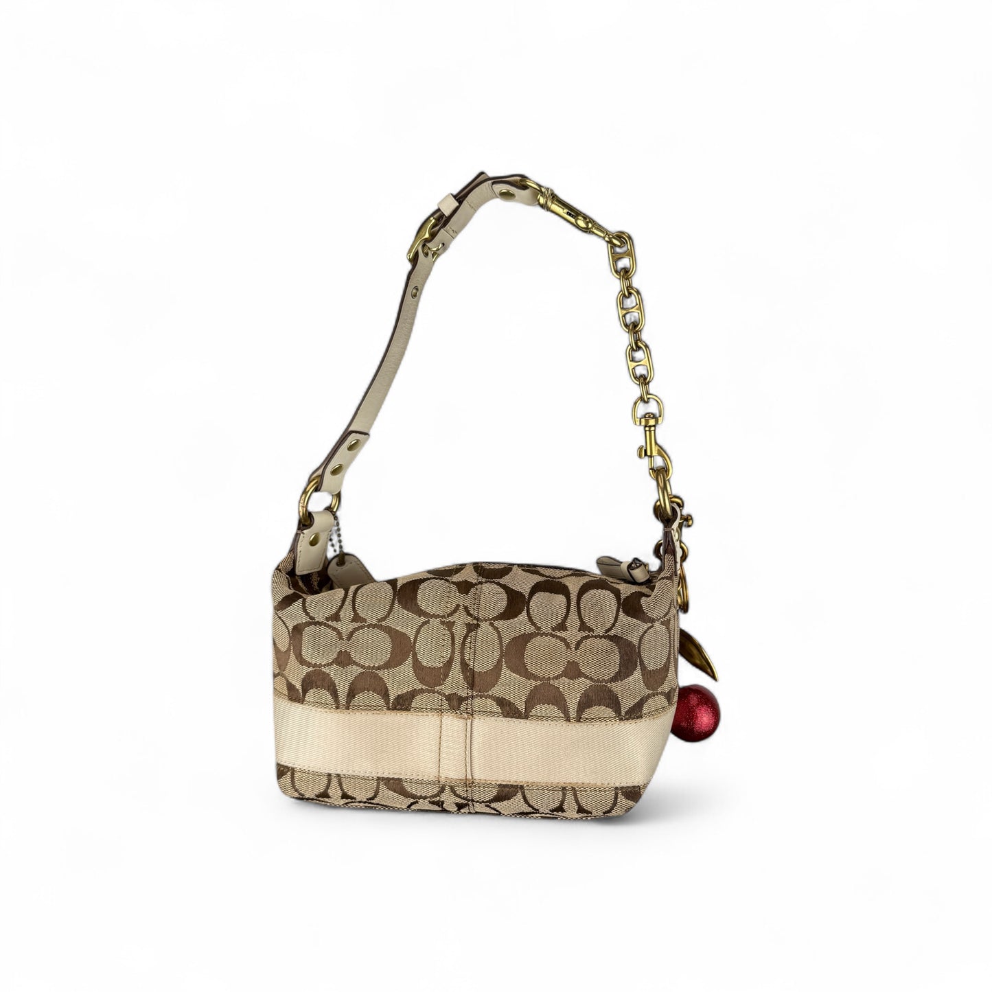 COACH WHITE STRIPE MINI HOBO BAG