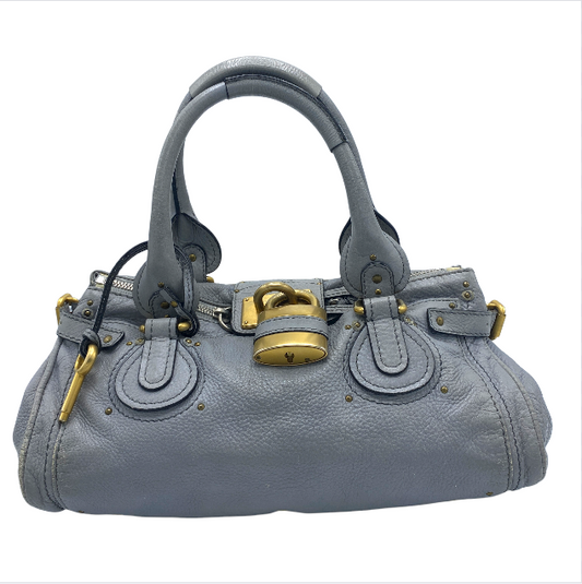 CHLOE PADDINGTON LEATHER BAG LIGHT GREY