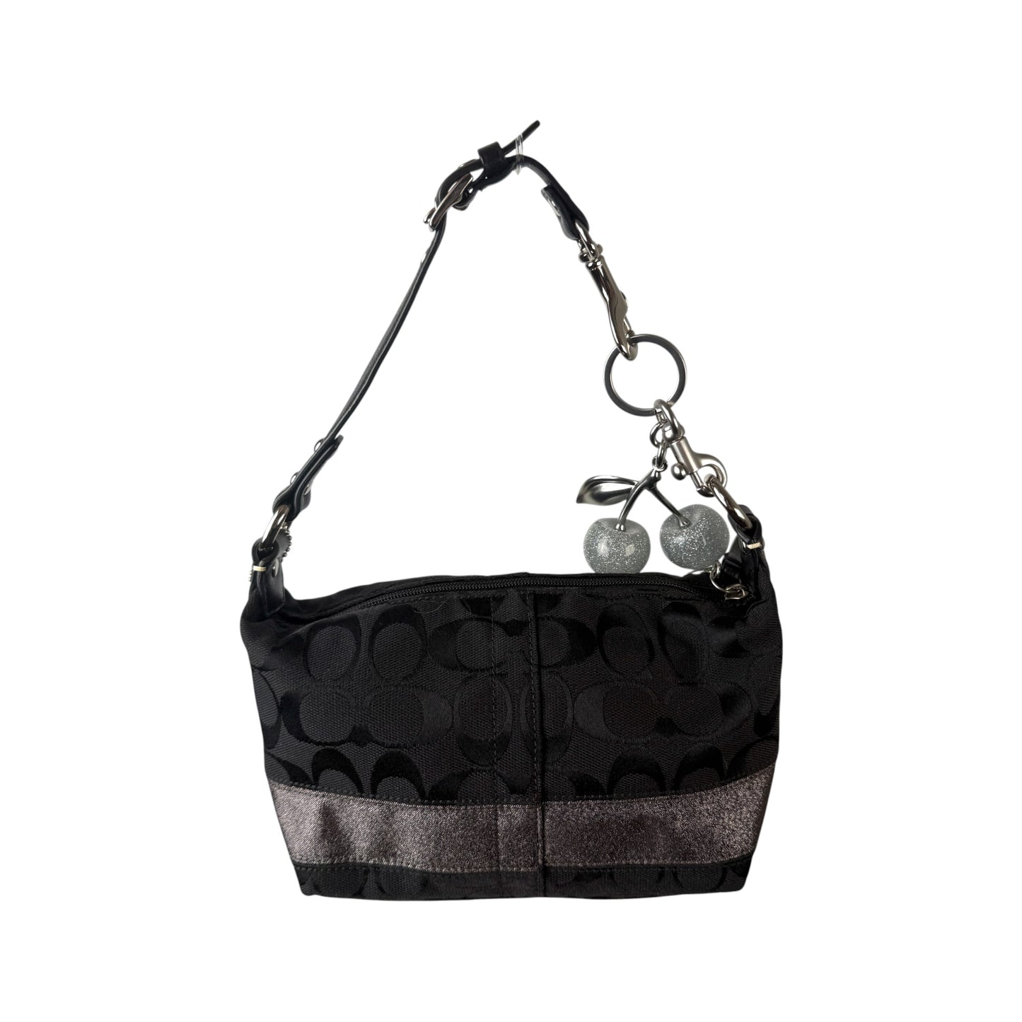 COACH SIGNATURE STRIPE BLACK MINI HOBO BAG