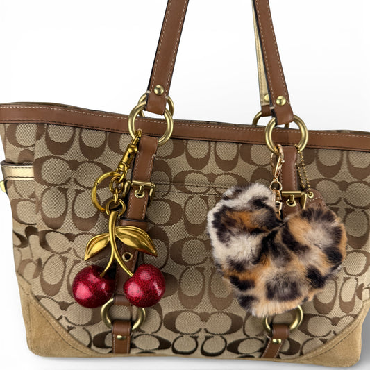 COACH SIGNATURE BROWN SUEDE BAG