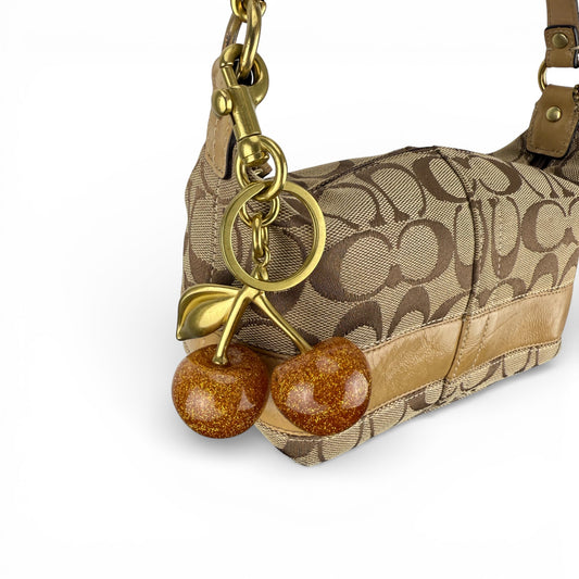 COACH SIGNATURE GOLD STRIPE MINI HOBO BAG