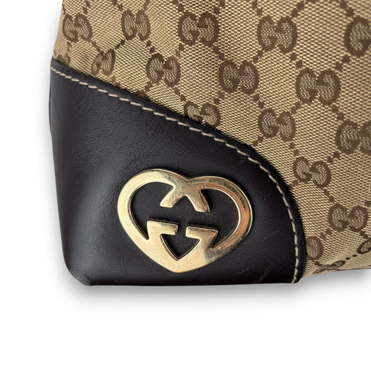 GUCCI GG CANVAS MEDIUM LOVELY HEART SHOULDER BAG