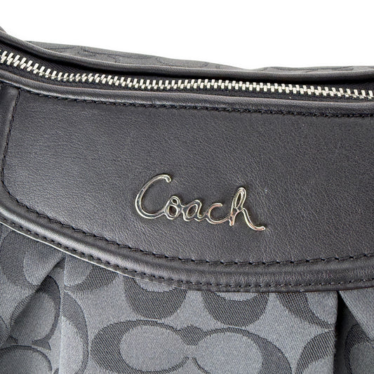 COACH SIGNATURE ASHLEY BLACK SATIN SHOULDER BAG