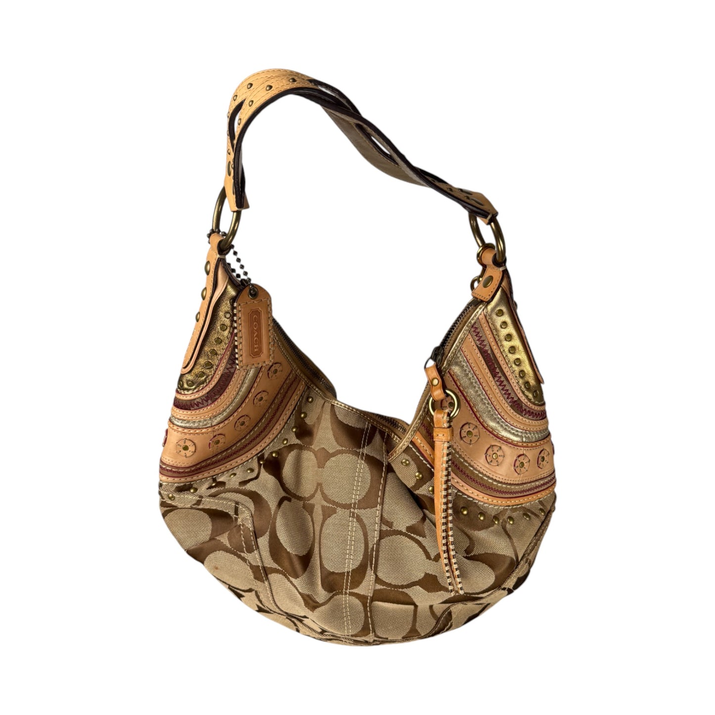 COACH SIGNATURE JACQUARD STRIPE BAG (LARGE)