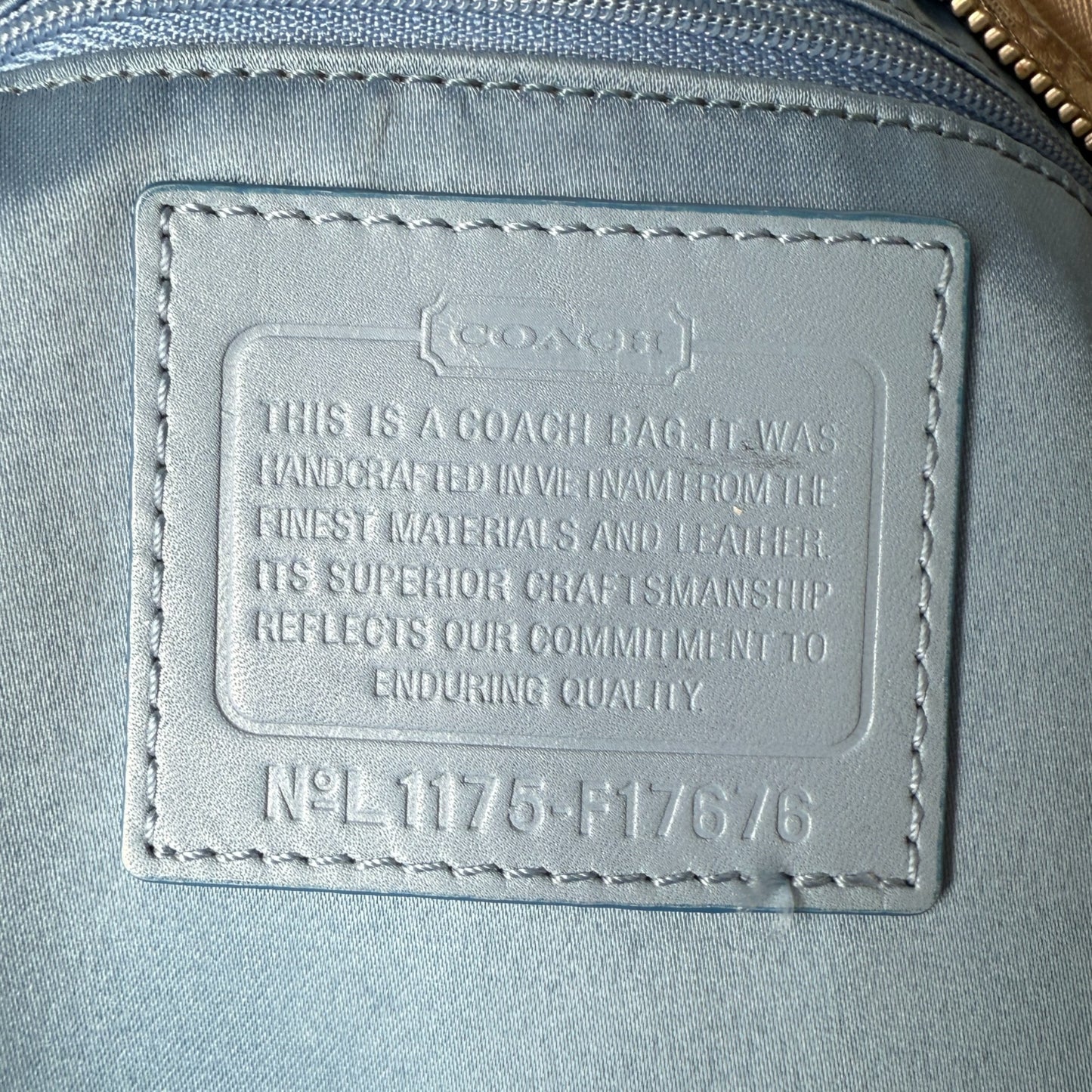 COACH SIGNATURE CANVAS SHOULDER TOTE BEIGE BLUE