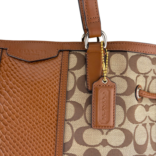COACH SIGNATURE STRIPE SNAKE DRAWSTRING CARRYALL