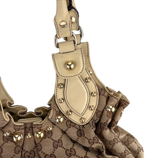 GUCCI GG CANVAS STUDDED PELHAM MEDIUM SHOULDER BAG