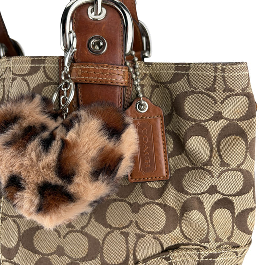 COACH SIGNATURE JACQUARD BRAIDED HANDLE SATCHEL BAG