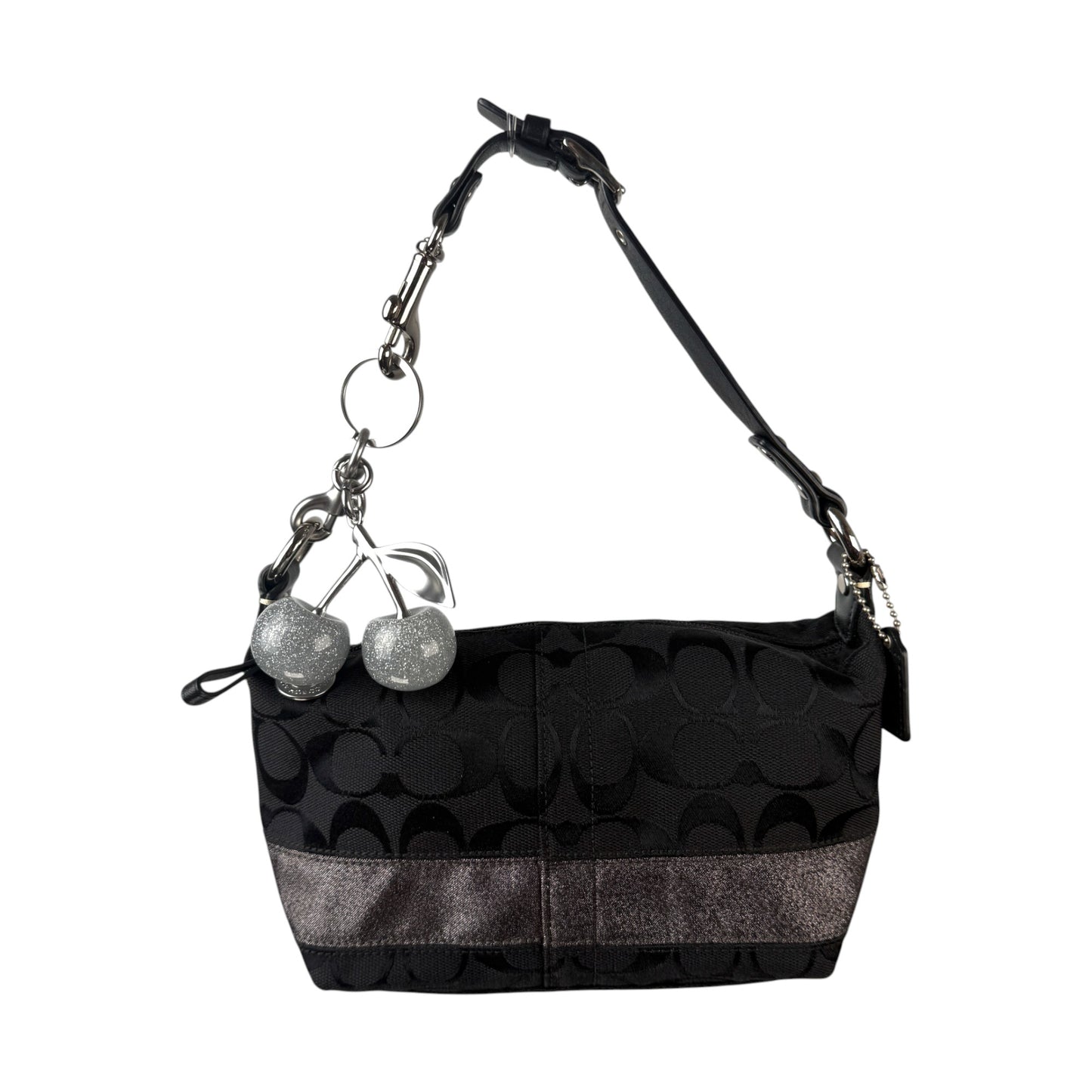 COACH SIGNATURE STRIPE BLACK MINI HOBO BAG
