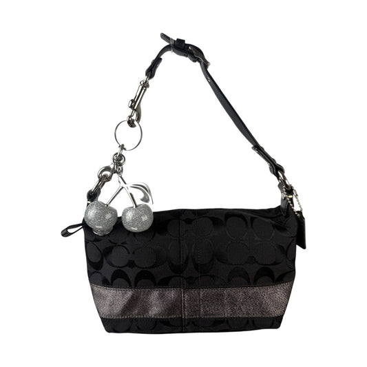 COACH SIGNATURE STRIPE BLACK MINI HOBO BAG