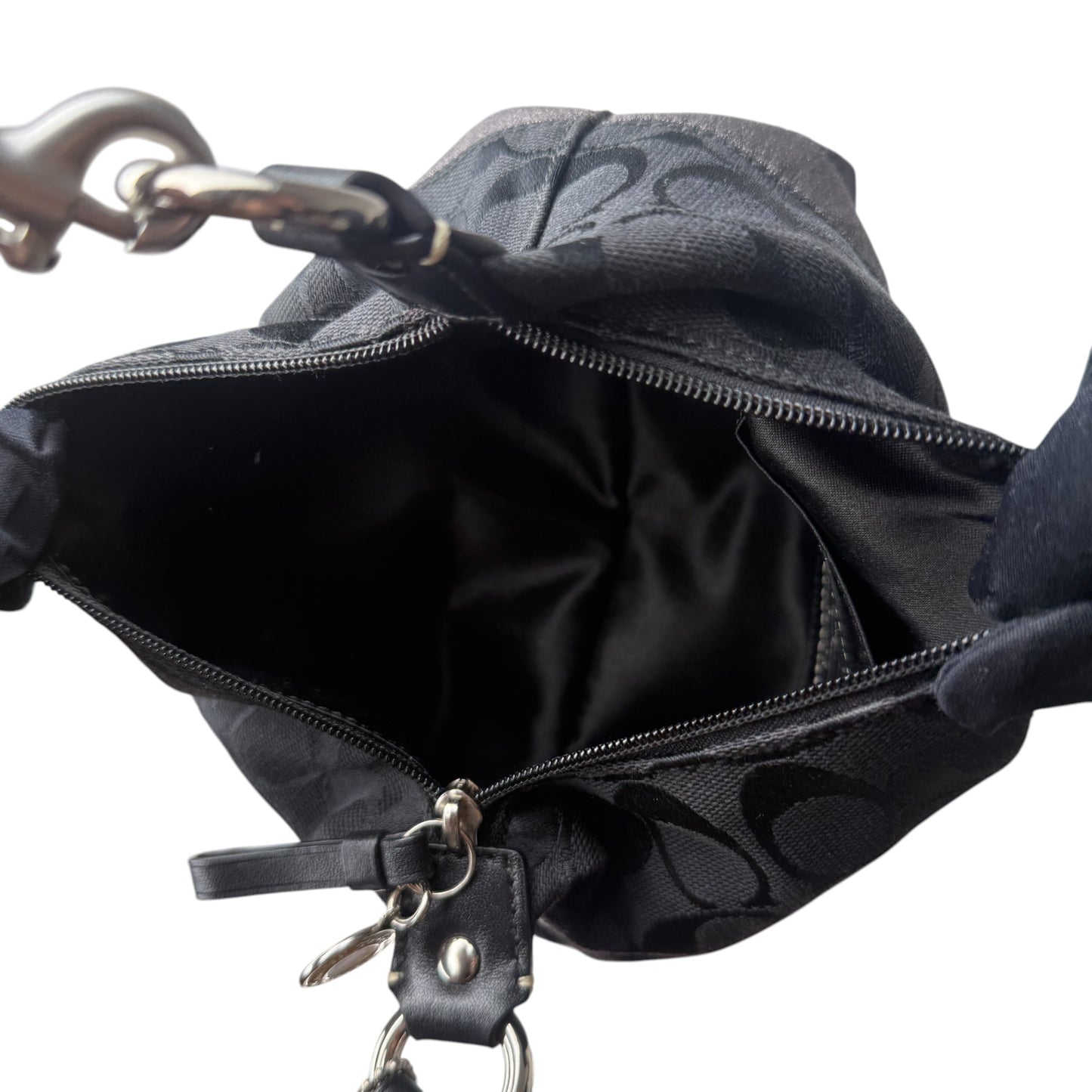 COACH SIGNATURE STRIPE BLACK MINI HOBO BAG