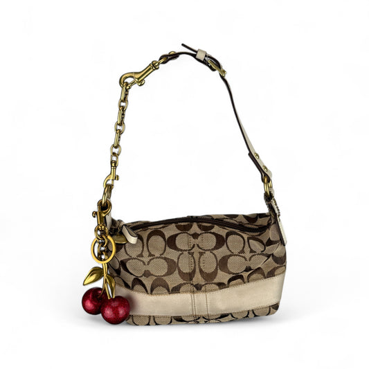 COACH WHITE STRIPE MINI HOBO BAG