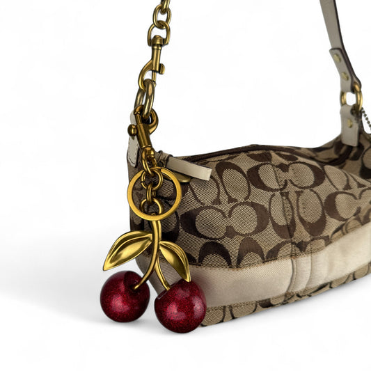 COACH WHITE STRIPE MINI HOBO BAG