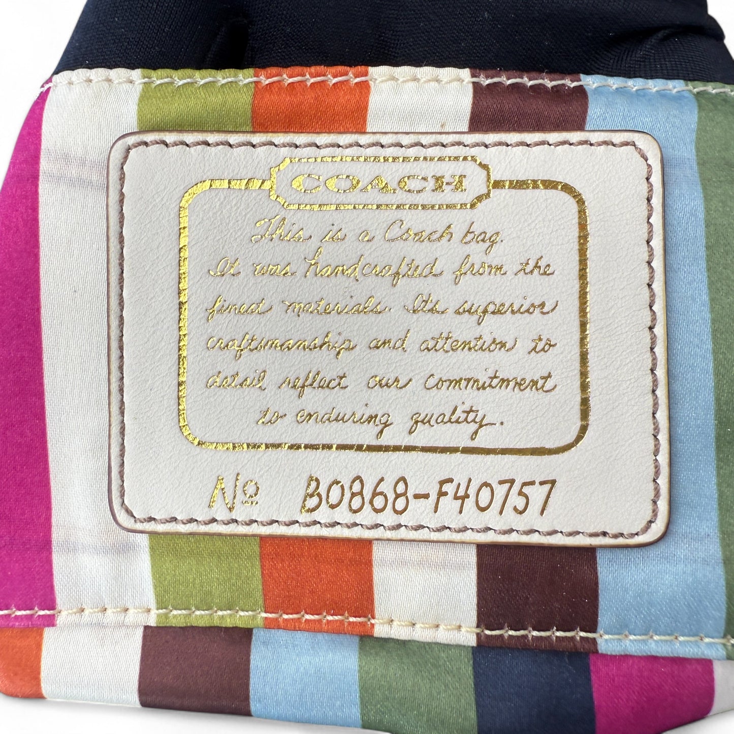 COACH WHITE STRIPE MINI HOBO BAG