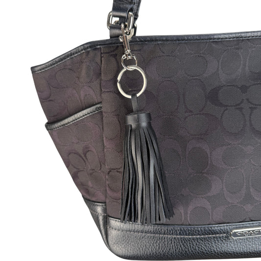 COACH SIGNATURE BLACK SHOPPER BAG