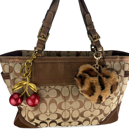 COACH SIGNATURE BROWN SUEDE BAG