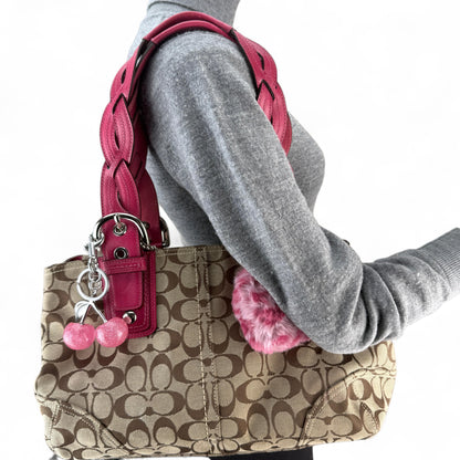 COACH SIGNATURE SUFFLETTE BRAIDED SHOULDER BAG