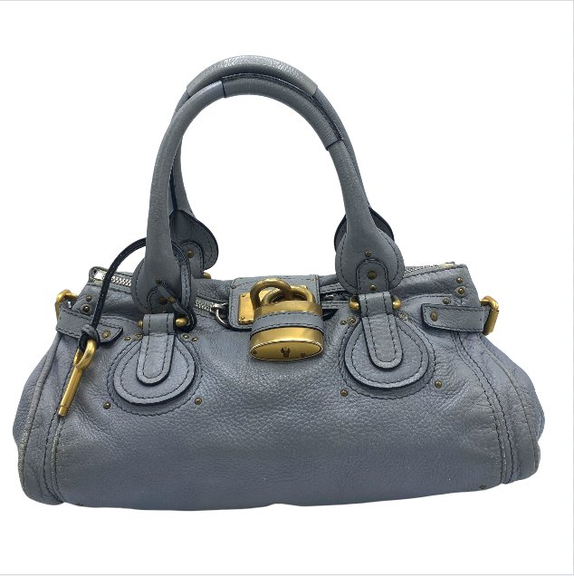 CHLOE PADDINGTON LEATHER BAG LIGHT GREY