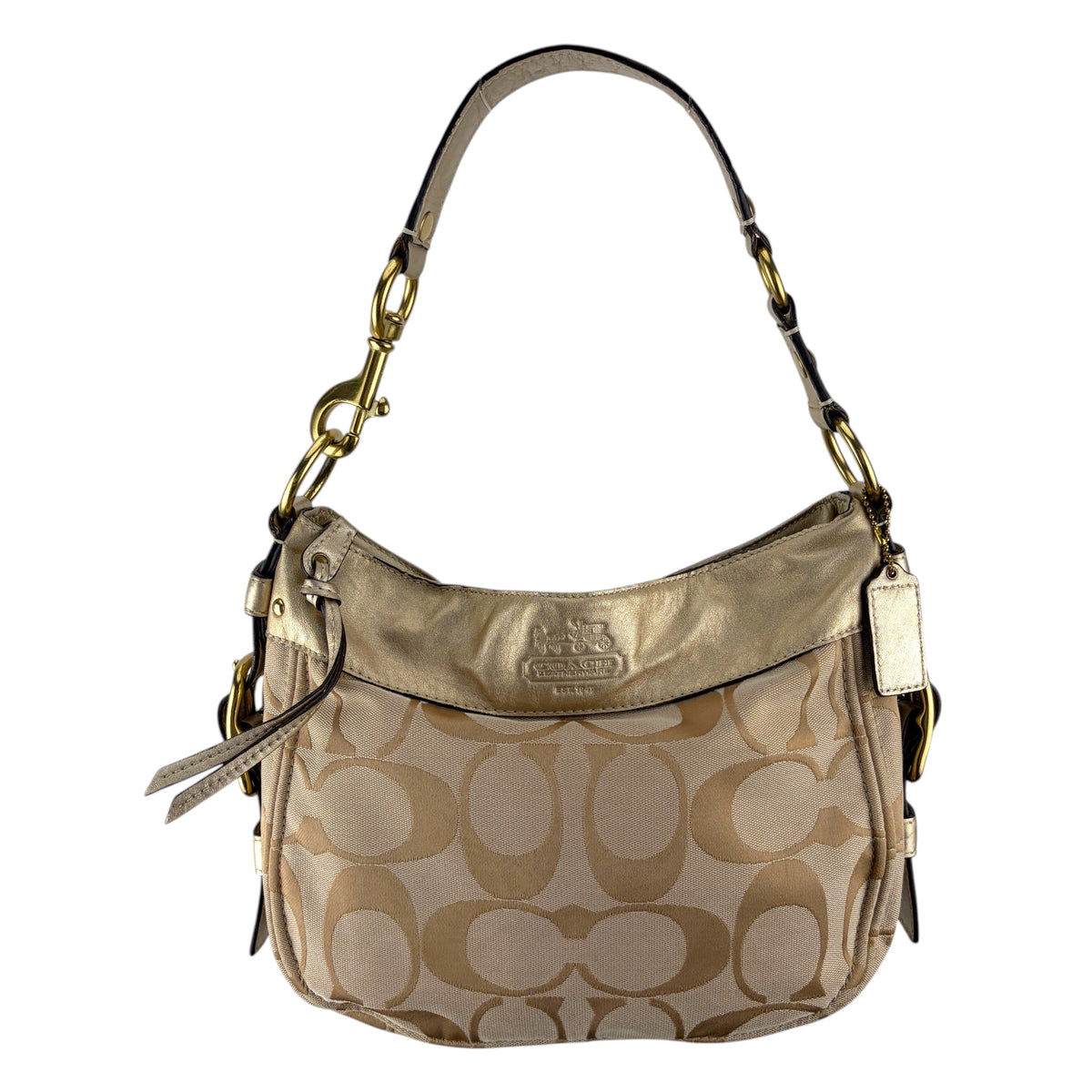 COACH SIGNATURE ZOE GOLD SHOULDER BAG