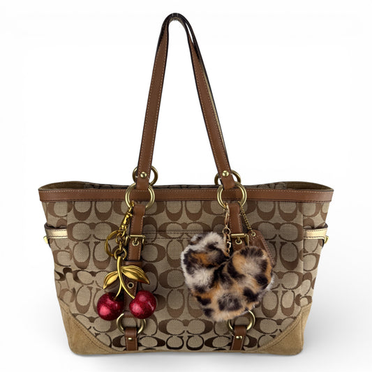 COACH SIGNATURE BROWN SUEDE BAG