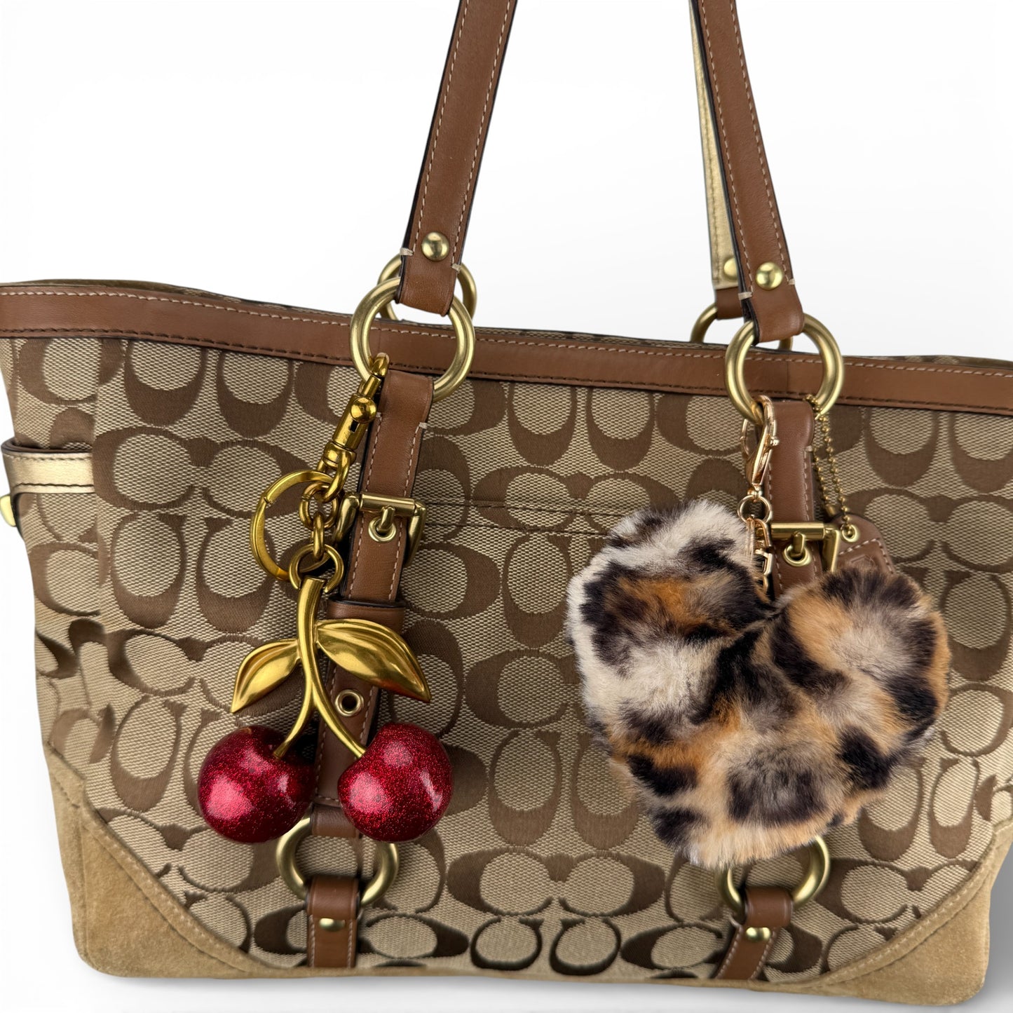 COACH SIGNATURE BROWN SUEDE BAG