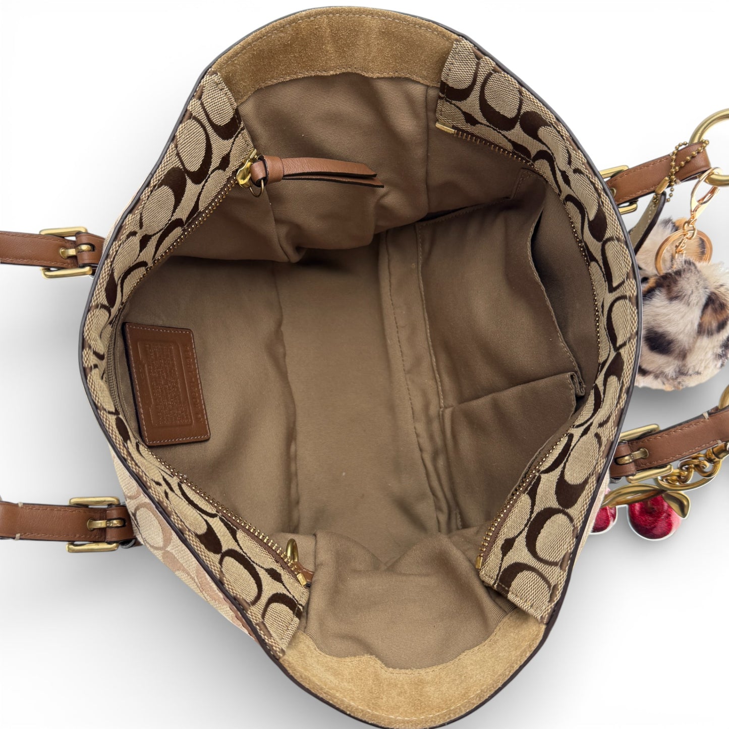 COACH SIGNATURE BROWN SUEDE BAG