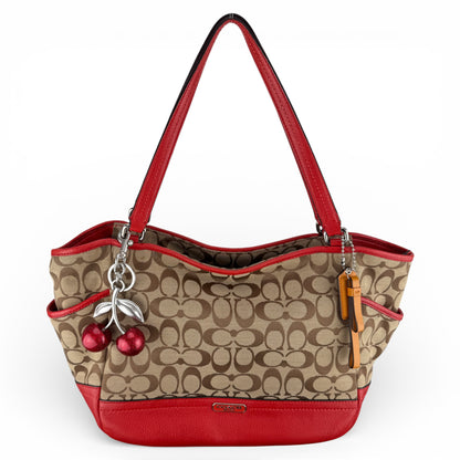 COACH SIGNATURE  SHOPPER BAG RED