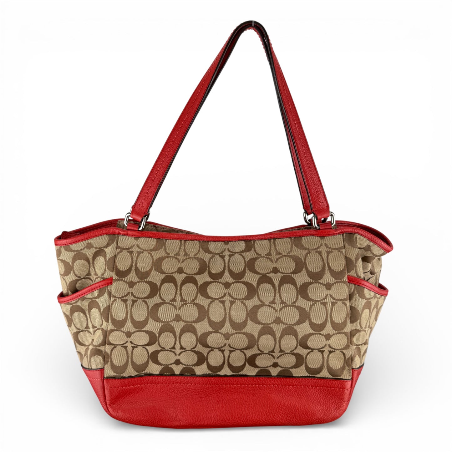 COACH SIGNATURE  SHOPPER BAG RED