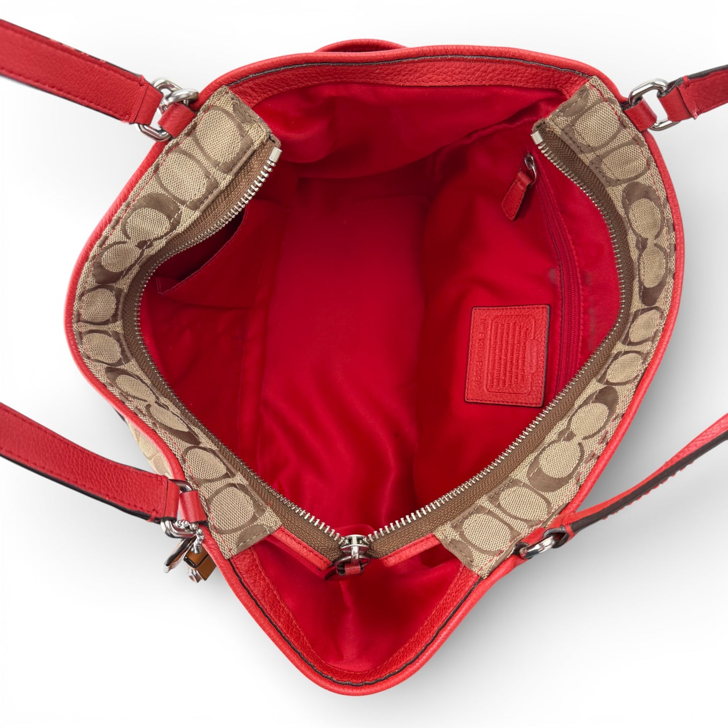 COACH SIGNATURE  SHOPPER BAG RED