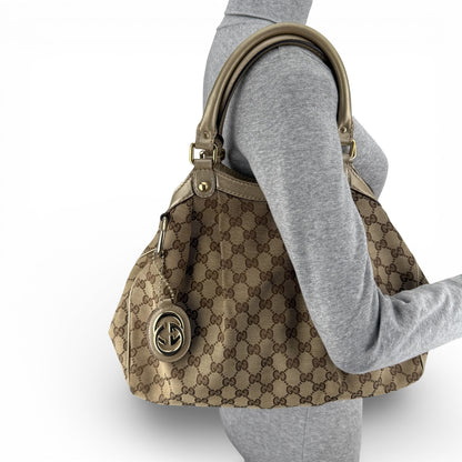 GUCCI GG MEDIUM SUKEY TOTE BAG SILVER