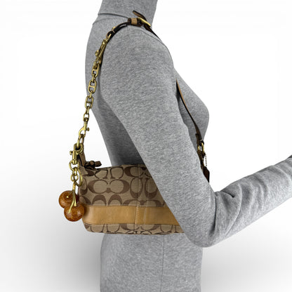 COACH SIGNATURE GOLD  STRIPE MINI HOBO BAG