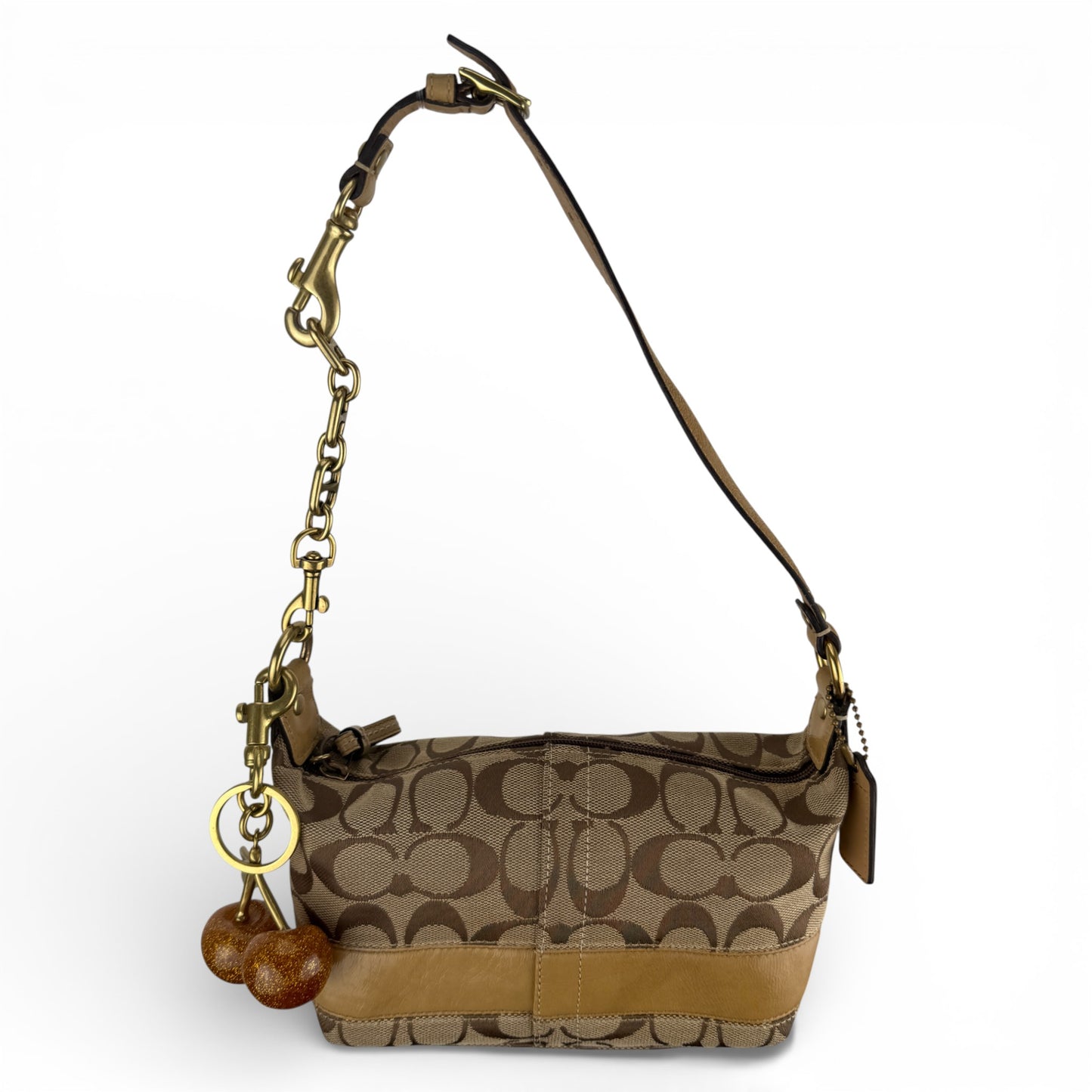 COACH SIGNATURE GOLD  STRIPE MINI HOBO BAG