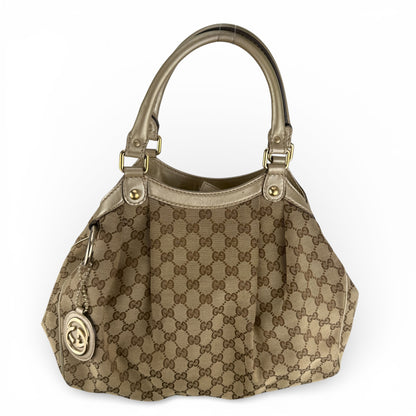 GUCCI GG MEDIUM SUKEY TOTE BAG SILVER