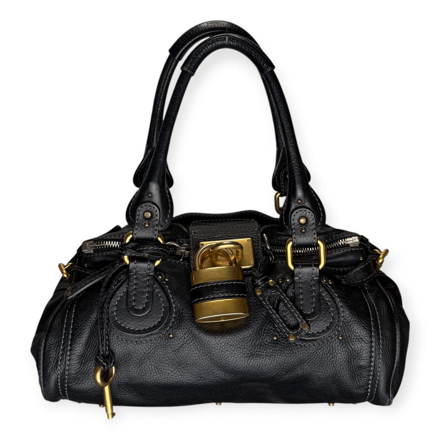 CHLOE PADDINGTON BLACK LEATHER BAG