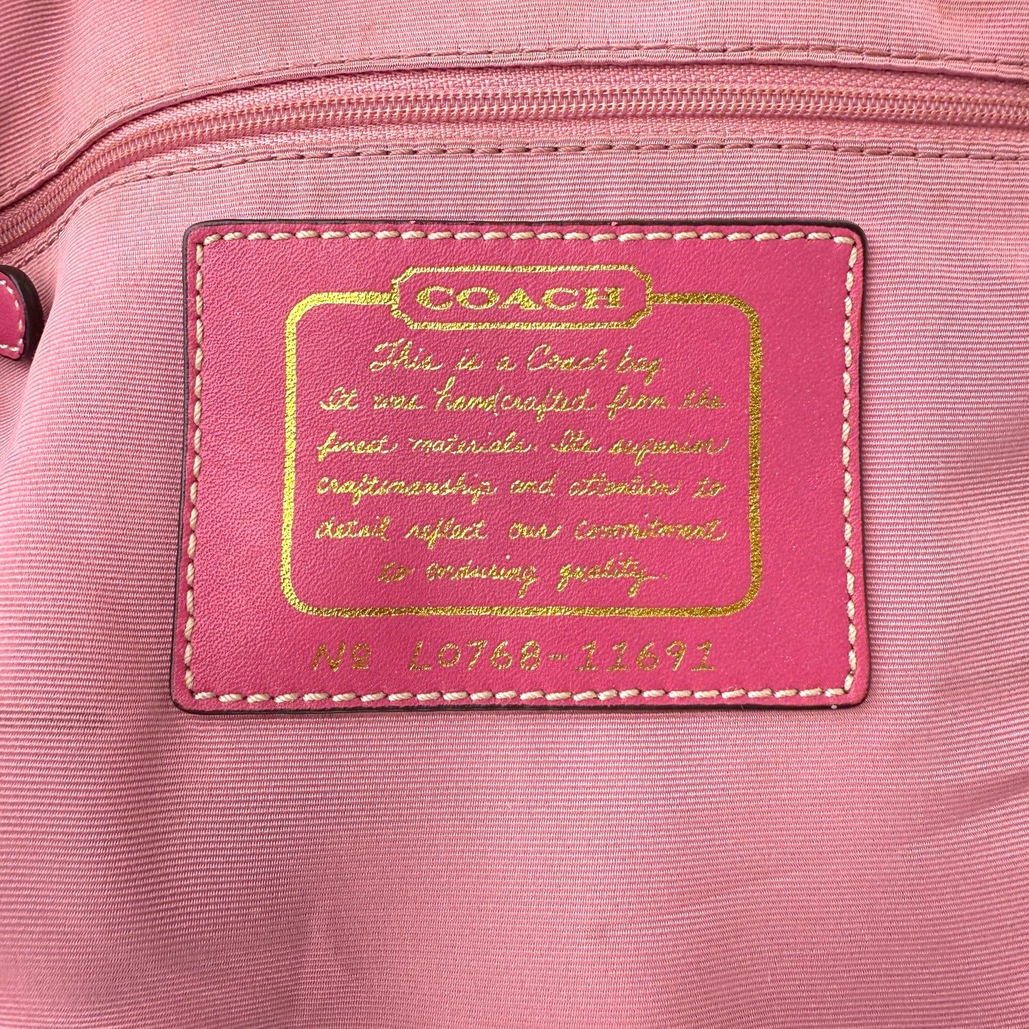 COACH SIGNATURE PINK STRIPE TOTE BAG