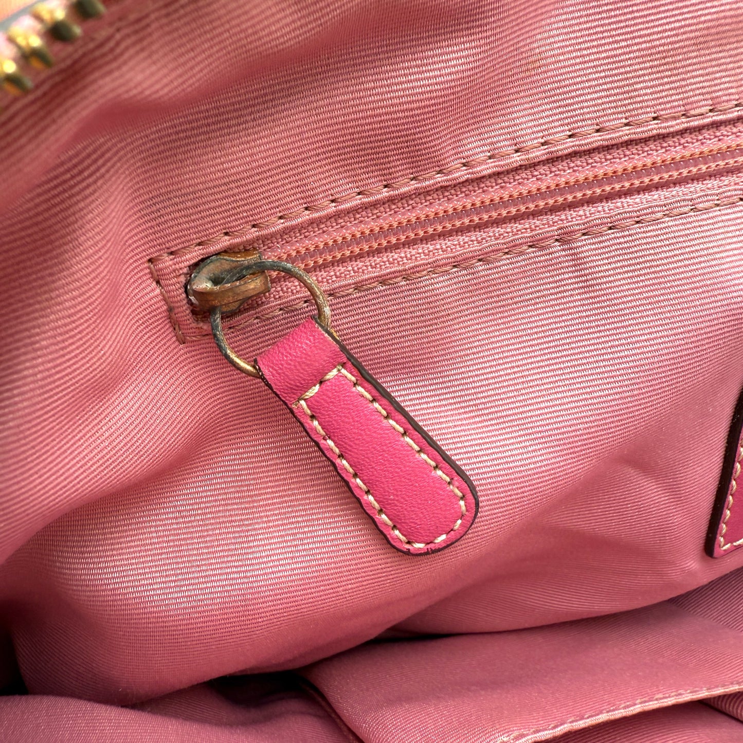 COACH SIGNATURE PINK STRIPE TOTE BAG