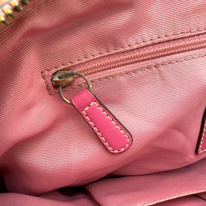 COACH SIGNATURE PINK STRIPE TOTE BAG