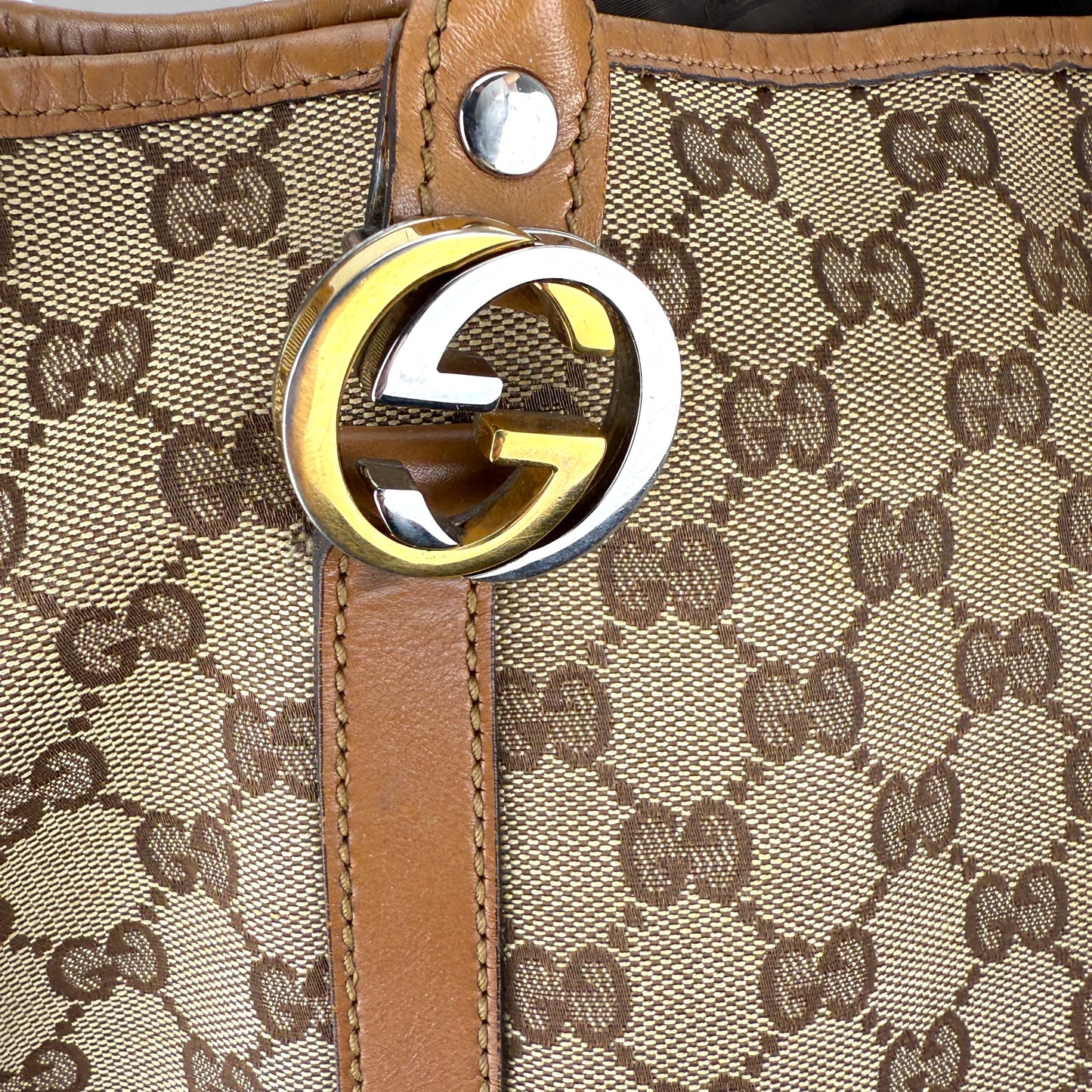 GUCCI GG TWINS MONOGRAM BROWN BAG