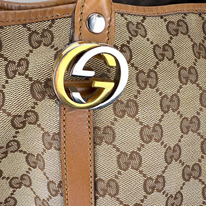 GUCCI GG TWINS MONOGRAM BROWN BAG