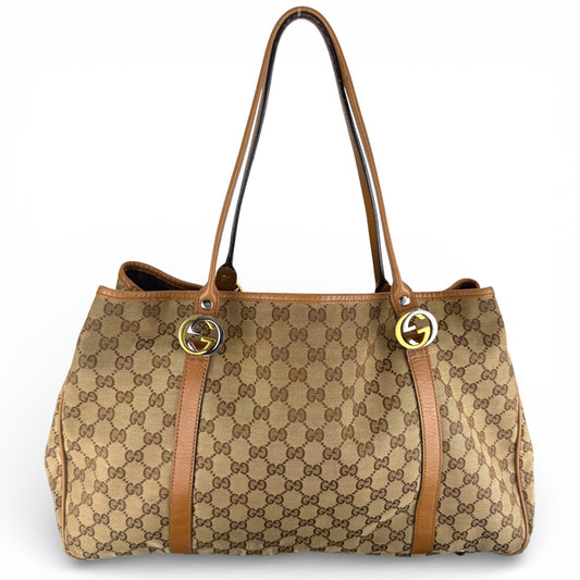 GUCCI GG TWINS MONOGRAM BROWN BAG