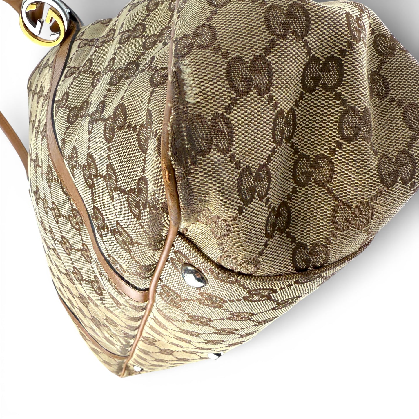 GUCCI GG TWINS MONOGRAM BROWN BAG