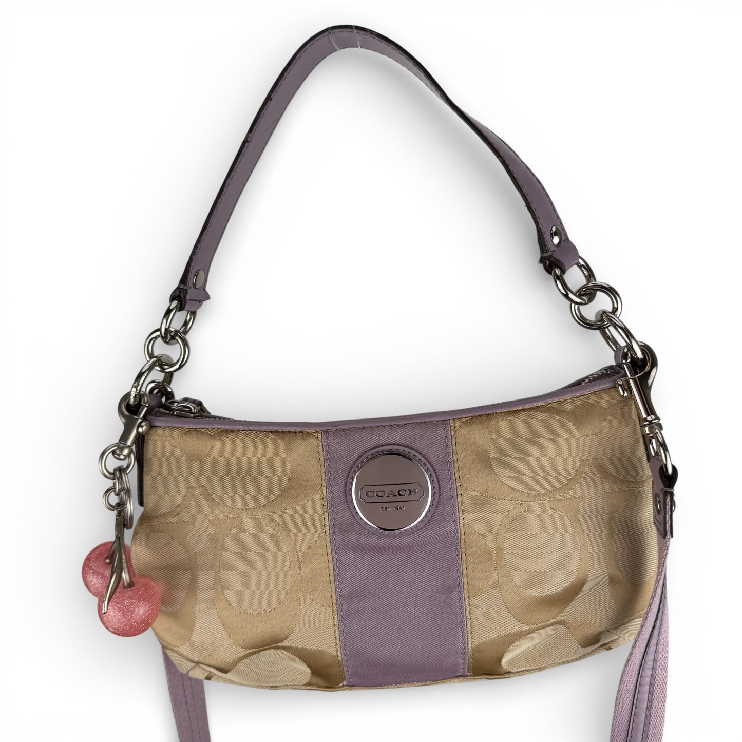 COACH SIGNATURE PINK STRIPE 2-WAY BAG
