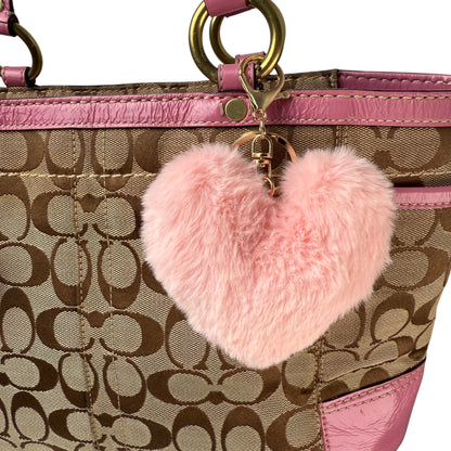 COACH SIGNATURE CANVAS TOTE BAG PINK LEATHER TRIM 