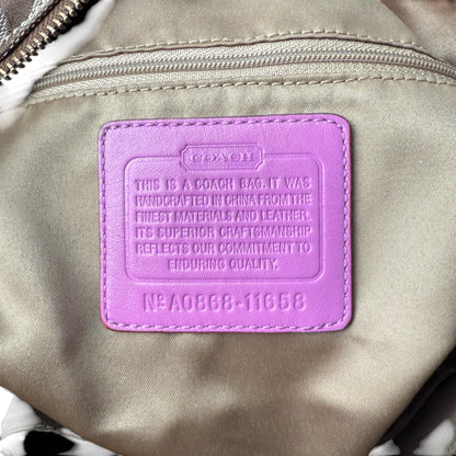 COACH SIGNATURE CANVAS TOTE BAG PINK LEATHER TRIM 