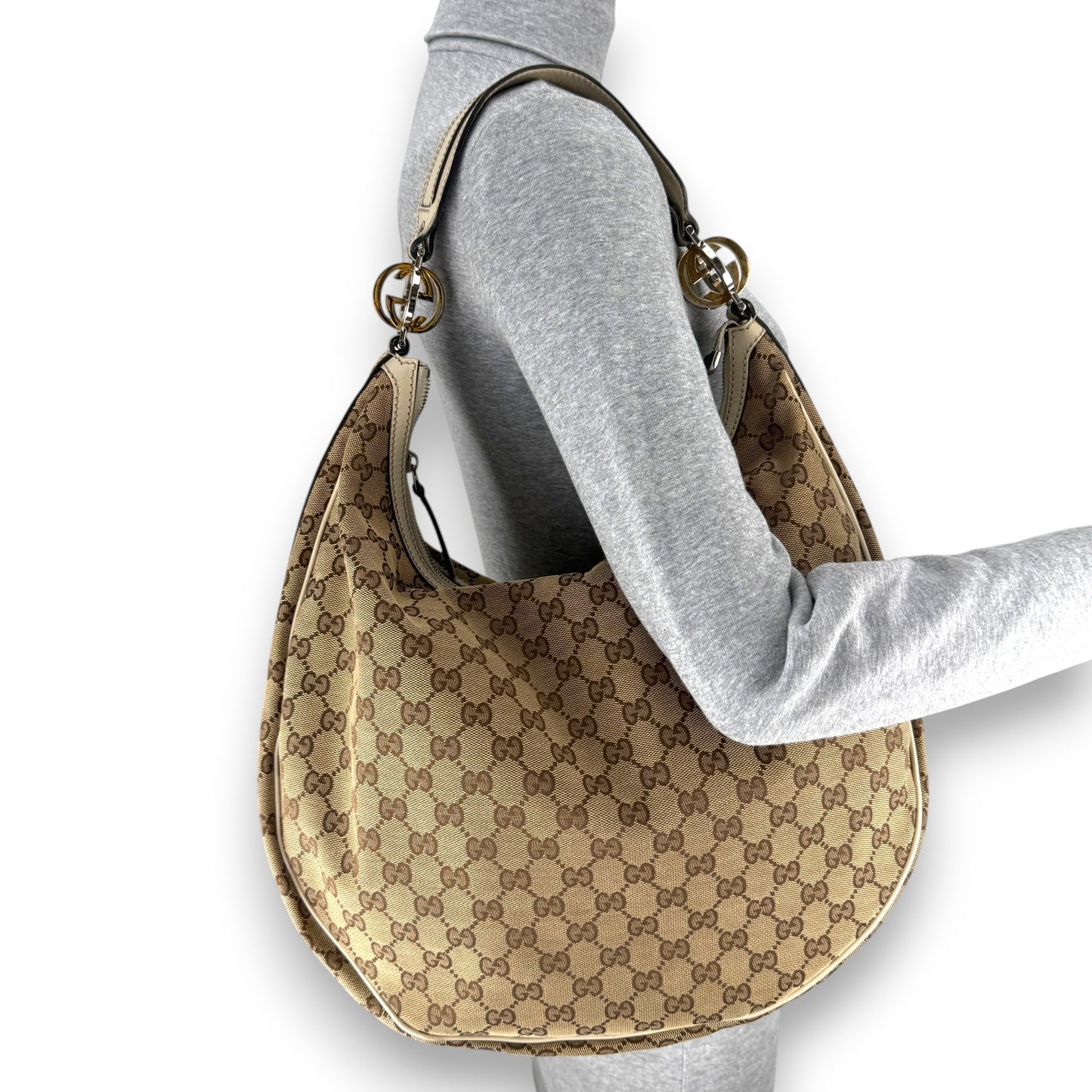 GUCCI GG CANVAS TWINS HOBO BAG