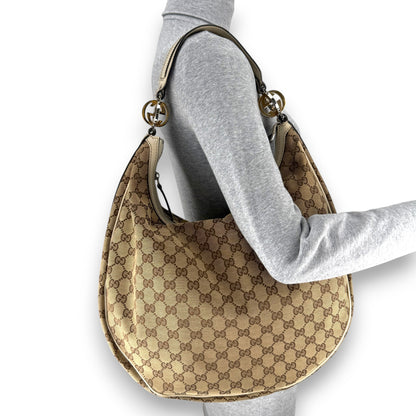 GUCCI GG CANVAS TWINS HOBO BAG