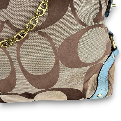 COACH SIGNATURE CARLY LIGHTBLUE SHOULDER BAG LARGE