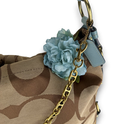 COACH SIGNATURE CARLY LIGHTBLUE SHOULDER BAG LARGE