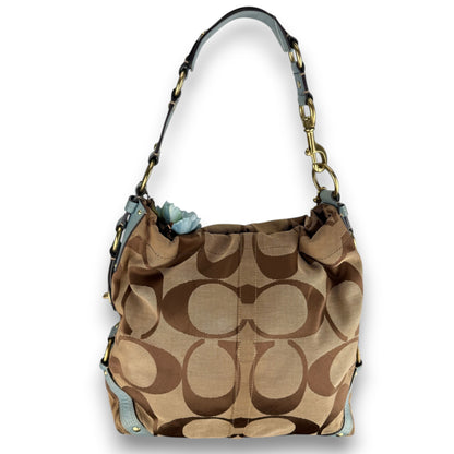 COACH SIGNATURE CARLY LIGHTBLUE SHOULDER BAG LARGE