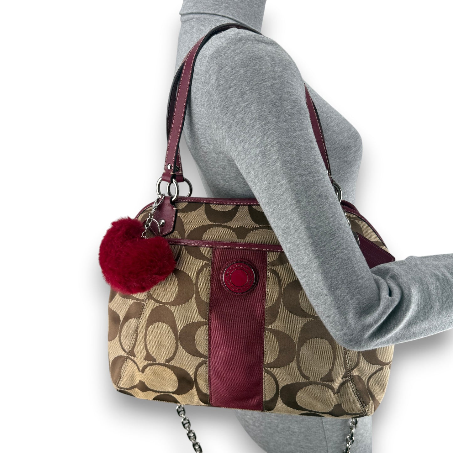 COACH SIGNATURE STRIPE 2WAY SATCHEL BAG